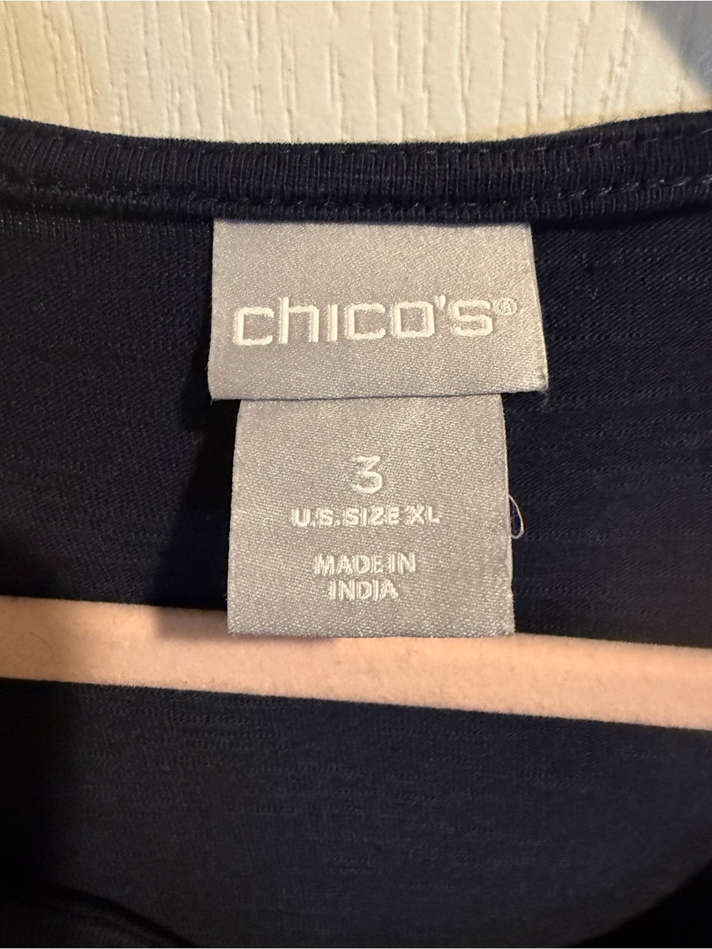 Chico's Navy Short Sleeve Embellished Floral Top - Picture 3 of 6